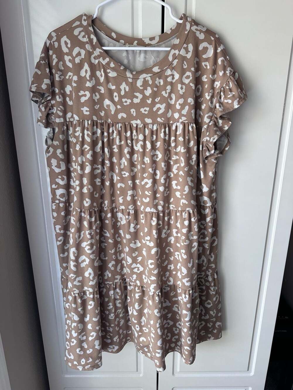 PLANET GOLD Tan Leopard Dress Short Sleeves